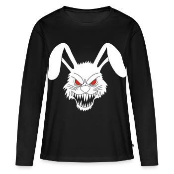 Lapin blanc démoniaque - T-shirt manches longues Premium bio Femme - noir - Devant - Julia (174cm)