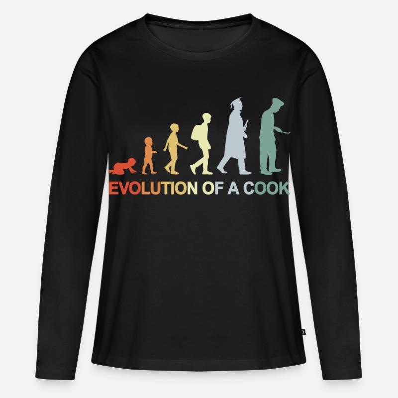 Evolution Of A Cook - Frauen Premium Bio Langarmshirt - Schwarz