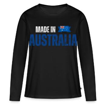 Fabriqué en Australie, fierté australienne - T-shirt manches longues Premium bio Femme - noir - Devant - Julia (174cm)