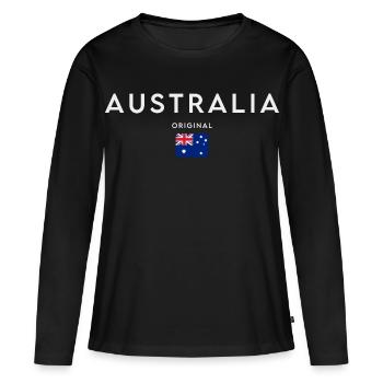 Drapeau australien, fierté australienne - T-shirt manches longues Premium bio Femme - noir - Devant - Julia (174cm)