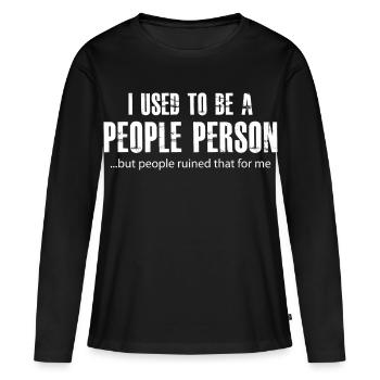 J’étais une personne sociable - T-shirt manches longues Premium bio Femme - noir - Devant - Julia (174cm)