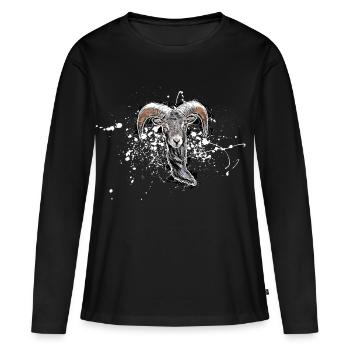 Bouc - T-shirt manches longues Premium bio Femme - noir - Devant - Julia (174cm)