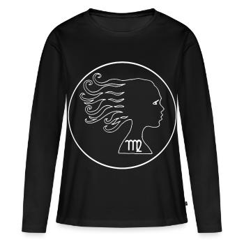 Signe du zodiaque de la vierge (blanc) - T-shirt manches longues Premium bio Femme - noir - Devant - Julia (174cm)
