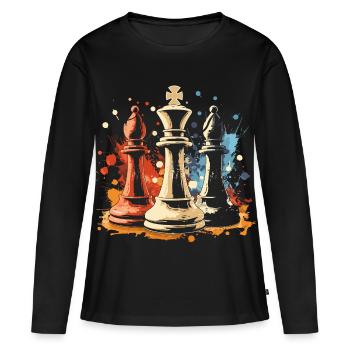 Graffiti de l’évêque et du roi des échecs - T-shirt manches longues Premium bio Femme - noir - Devant - Julia (174cm)