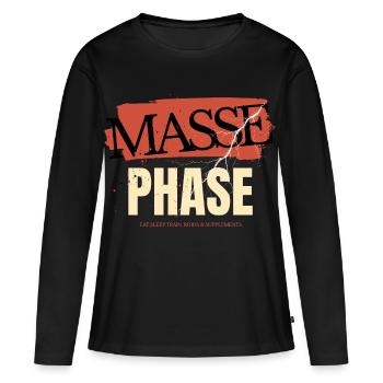 Musculation Fitness Phase de masse - T-shirt manches longues Premium bio Femme - noir - Devant - Julia (174cm)