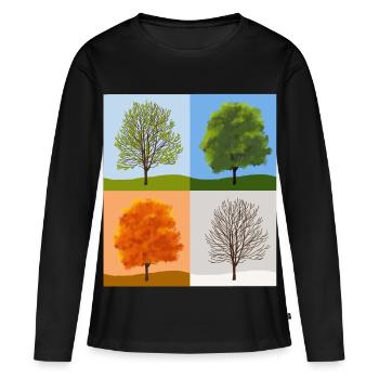 Saisons - T-shirt manches longues Premium bio Femme - noir - Devant - Julia (174cm)