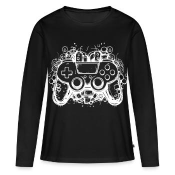 Manettes de jeu - T-shirt manches longues Premium bio Femme - noir - Devant - Julia (174cm)
