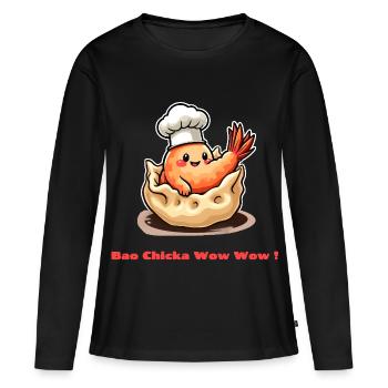 Dumpling aux crevettes – Bao Chicka Wow Wow ! - T-shirt manches longues Premium bio Femme - noir - Devant - Julia (174cm)