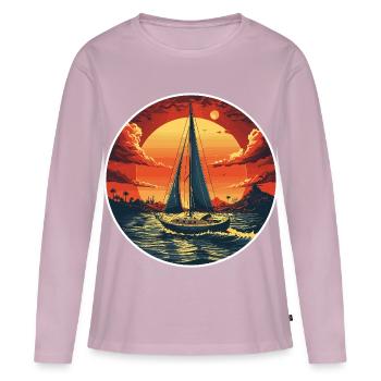 Portrait Navigation - T-shirt manches longues Premium bio Femme - rose poudré - Devant - Julia (174cm)