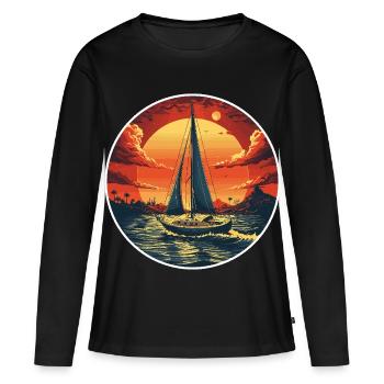 Portrait Navigation - T-shirt manches longues Premium bio Femme - noir - Devant - Julia (174cm)