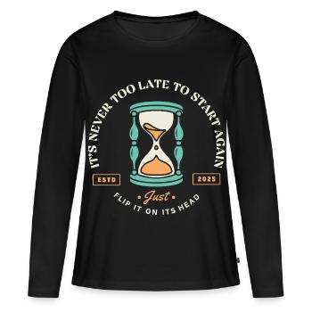 Neustart – Sanduhr der zweiten Chancen - Frauen Premium Bio Langarmshirt - Schwarz - Vorne - Julia (174cm)