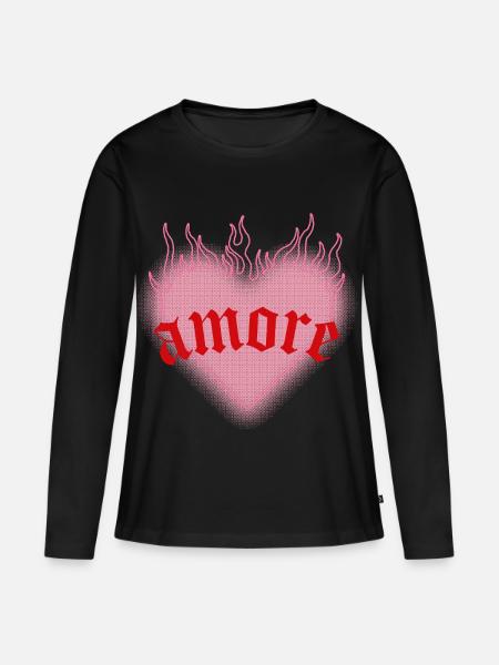 Brennende Liebe - Frauen Premium Bio Langarmshirt - Schwarz