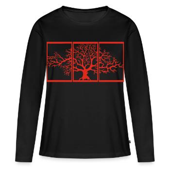 Vue sur la nature (rouge) - T-shirt manches longues Premium bio Femme - noir - Devant - Julia (174cm)