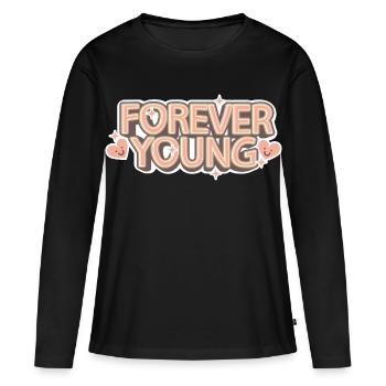 Forever Young - Police rétro ludique - T-shirt manches longues Premium bio Femme - noir - Devant - Julia (174cm)