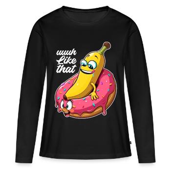 Banane Donut Relation Amour Faire Cadeau - T-shirt manches longues Premium bio Femme - noir - Devant - Julia (174cm)