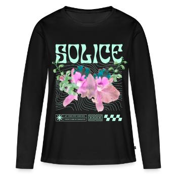 Solice – Tranquillité botanique - T-shirt manches longues Premium bio Femme - noir - Devant - Julia (174cm)