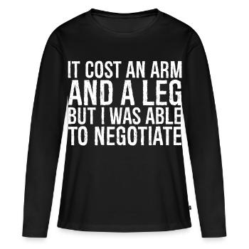 cela m’a coûté un bras et une jambe, mais j’ai pu négocier - T-shirt manches longues Premium bio Femme - noir - Devant - Julia (174cm)