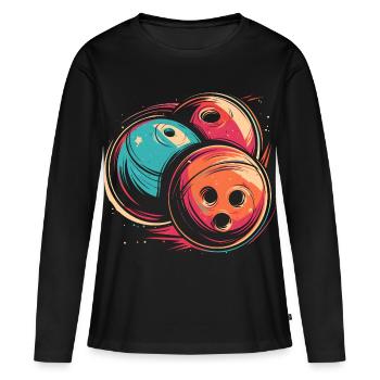 Boules de bowling Synthwave - T-shirt manches longues Premium bio Femme - noir - Devant - Julia (174cm)