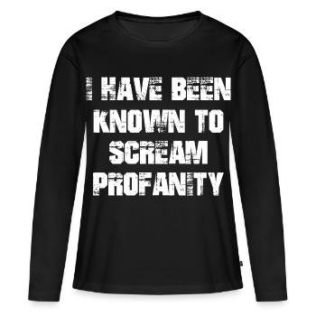 Je suis connu pour crier des blasphèmes - T-shirt manches longues Premium bio Femme - noir - Devant - Julia (174cm)