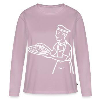 Pizza Baker Drawing - Women's Premium Organic Long Sleeve Shirt - dusky pink - Front - Julia (174cm)