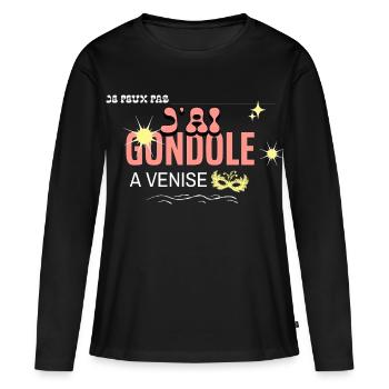 Je peux pas j'ai gondole à Venise (ambiance) - T-shirt manches longues Premium bio Femme - noir - Devant - Julia (174cm)