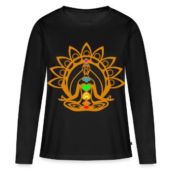Méditation des chakras - T-shirt manches longues Premium bio Femme - noir - Devant - Julia (174cm)