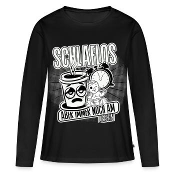Schlaflos – aber immer noch am leben. Mom Life - Frauen Premium Bio Langarmshirt - Schwarz - Vorne - Julia (174cm)