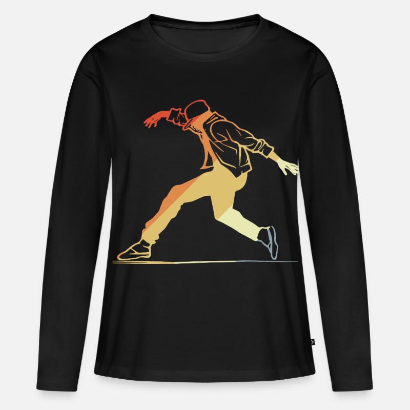 Retro Breakdancing - Frauen Premium Bio Langarmshirt - Schwarz