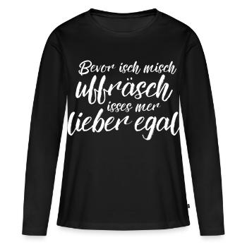 Mieux n’importe - savoir - T-shirt manches longues Premium bio Femme - noir - Devant - Julia (174cm)