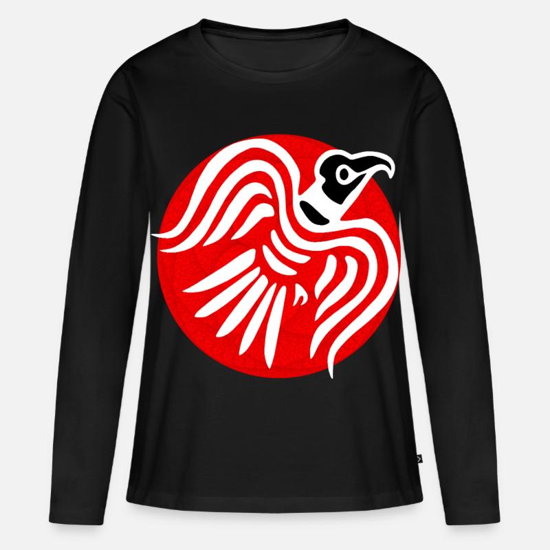 Wikinger Rabe - Frauen Premium Bio Langarmshirt - Schwarz