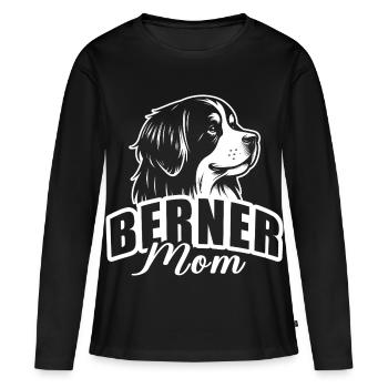 "Berner Mom" mit Hundekopf - Frauen Premium Bio Langarmshirt - Schwarz - Vorne - Julia (174cm)