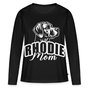 "Rhodie Mom" mit Hundekopf - Frauen Premium Bio Langarmshirt - Schwarz - Vorne - Julia (174cm)