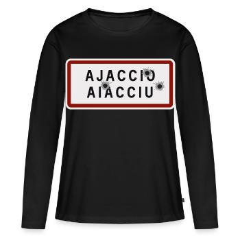 Panneau Ajaccio - T-shirt manches longues Premium bio Femme - noir - Devant - Julia (174cm)