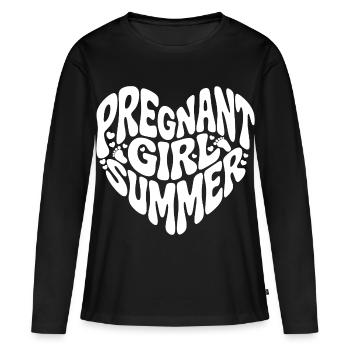 Pregnant Girl Summer - Herz Form - Frauen Premium Bio Langarmshirt - Schwarz - Vorne - Julia (174cm)