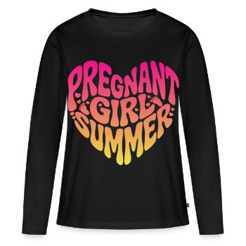 Fille enceinte Été - T-shirt manches longues Premium bio Femme - noir - Devant - Julia (174cm)