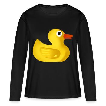 Süße Quietscheente - Frauen Premium Bio Langarmshirt - Schwarz - Vorne - Julia (174cm)
