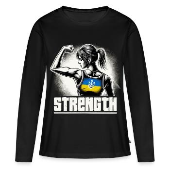Femme forte confiante Femme ukrainienne Cadeau - T-shirt manches longues Premium bio Femme - noir - Devant - Julia (174cm)