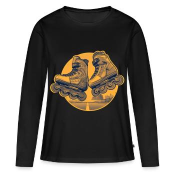 Vintage roller skate orange street pop illustration - Women's Premium Organic Long Sleeve Shirt - black - Front - Julia (174cm)
