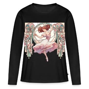 Ballett Tänzerin Ballerina Art Nouveau Geschenk - Frauen Premium Bio Langarmshirt - Schwarz - Vorne - Julia (174cm)