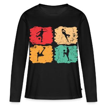 Fußball-Vintage – Solar Pulse - Frauen Premium Bio Langarmshirt - Schwarz - Vorne - Julia (174cm)