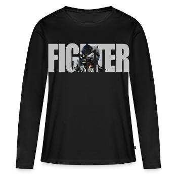 Combattant - T-shirt manches longues Premium bio Femme - noir - Devant - Julia (174cm)