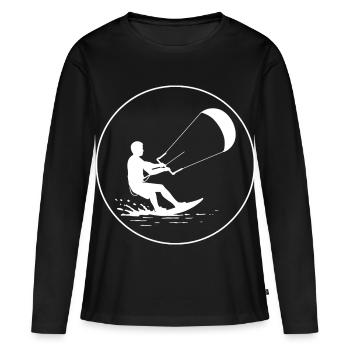 Wind im Griff - Frauen Premium Bio Langarmshirt - Schwarz - Vorne - Julia (174cm)