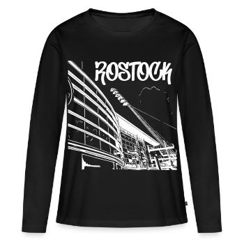Vue sur le stade Rostock Skyline - T-shirt manches longues Premium bio Femme - noir - Devant - Julia (174cm)