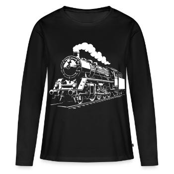 Temps de vapeur - T-shirt manches longues Premium bio Femme - noir - Devant - Julia (174cm)