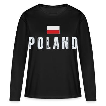 Polnischer Stolz, Polnische Flagge - Frauen Premium Bio Langarmshirt - Schwarz - Vorne - Julia (174cm)