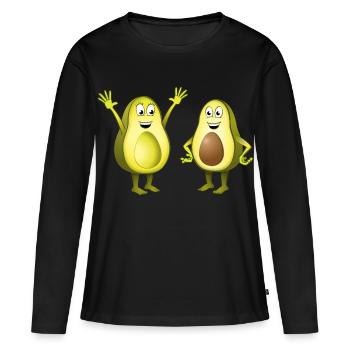 Image de deux avocats joyeux - T-shirt manches longues Premium bio Femme - noir - Devant - Julia (174cm)