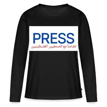 Liberté de la presse - T-shirt manches longues Premium bio Femme - noir - Devant - Julia (174cm)