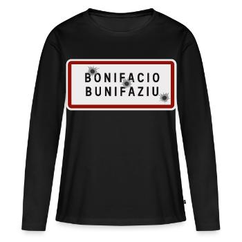 Panneau d’entrée de la ville de Bonifacio - T-shirt manches longues Premium bio Femme - noir - Devant - Julia (174cm)