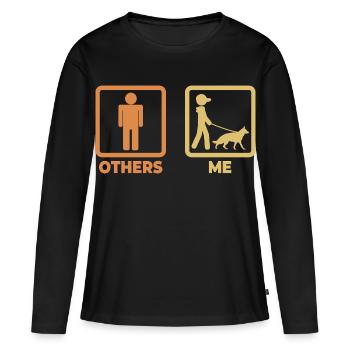 Schäferhund Strichmännchen - Frauen Premium Bio Langarmshirt - Schwarz - Vorne - Julia (174cm)