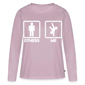 Figurine allumette breakdancer - T-shirt manches longues Premium bio Femme - rose poudré - Devant - Julia (174cm)